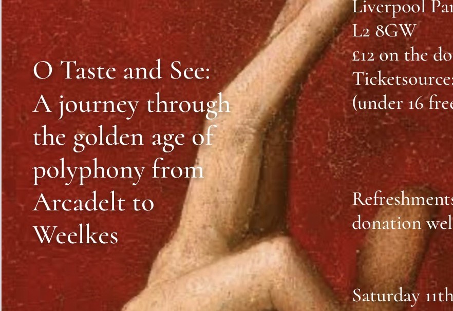 Summer 2026 concert (Ormskirk) "O Taste and See: The Flemish School" - Liverpool Renaissance Singers concert